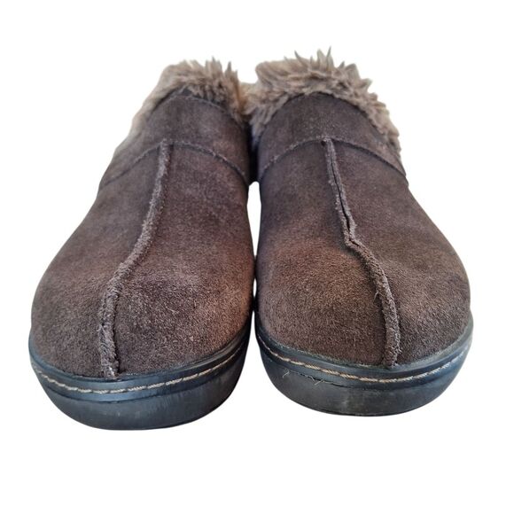 Crocs Clog Cobbler Eva Brown Suede Faux Fur Lined Slip On Mule Chunky Boho sz 7 - Picture 6 of 12